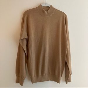 Men's NWT Tagio Mock Neck Pullover Sweater, Tan, Size Small